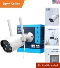 24/7 Continuous Recording 2K Security Camera, Alexa Compatible & Easy Install