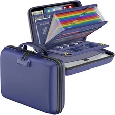 Fireproof File Organizer w/ Lock,Hard-Shell Case Fireproof Document Box-13Pocket