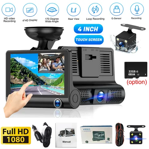 4" Dual Lens 1080P HD Car DVR Rearview Video Dash Cam Recorder Camera G-Sensor