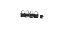 Padlock, Keyed Alike Key, 3/16 in Dia Shackle, Steel Shackle, Brass Body, 1-3/16