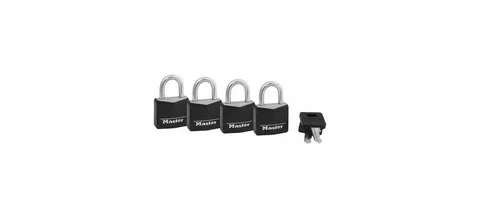 Padlock, Keyed Alike Key, 3/16 in Dia Shackle, Steel Shackle, Brass Body, 1-3/16