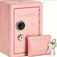 bonus1PC Portable Money Safe Pink Blue Metal Combination Key Lock Small