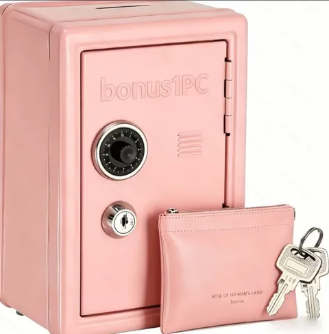 bonus1PC Portable Money Safe Pink Blue Metal Combination Key Lock Small