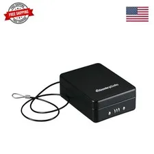 Small Safe, Black Lock Box with Combination Lock for Office or Dorm Secures M...