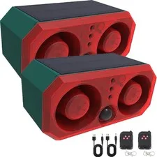 Solar Outdoor Motion Sensor Alarm with 13Sounds, 130db Dual Speaker Gunshot D...