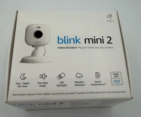 White Blink Mini 2 Indoor Outdoor 1080P Plug-in Smart Security Camera New