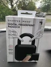 NEW Sharper Image  BLACK DIGITAL FINGERPRINT PADLOCK STORE UP TO 10 Fingerprints