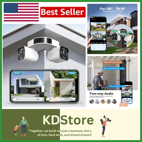 Outdoor Dual-Lens 2.5K/5MP Security Camera WiFi PTZ Auto Tracking Night Vision