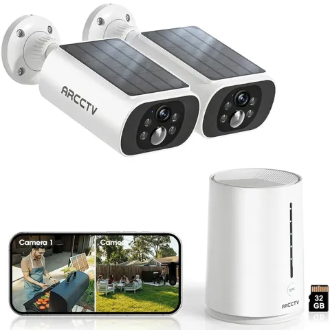 4MP Wireless Solar Security Camera System Outdoor Color Night Vision 2-Way Audio