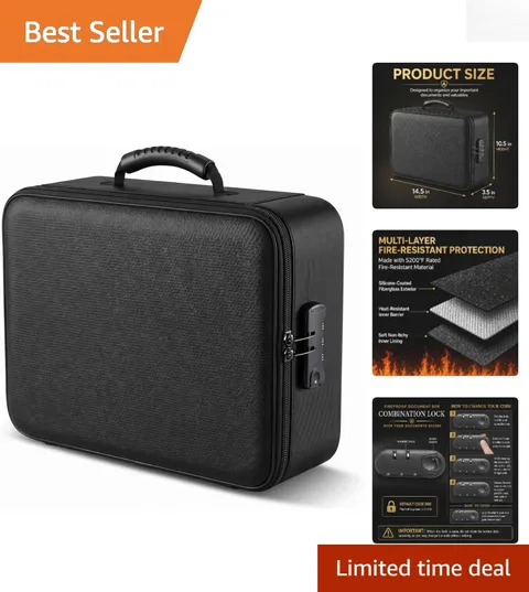 5200°F Fireproof Document Box - Secure Storage for Important Papers & Passports