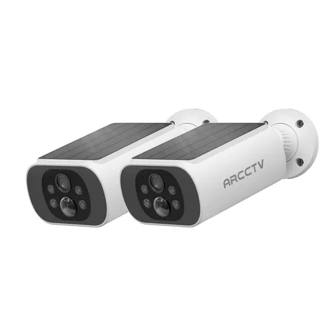 2-Pack 4MP Solar Security Camera Outdoor Wireless Color Night Vision 2 Way Audio