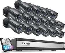 ZOSI 16CH DVR 1080P Outdoor IP66 Security Camera System IR Motion Detect 2TB HDD
