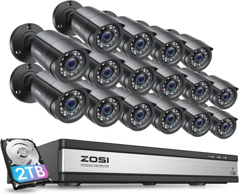 ZOSI 16CH DVR 1080P Outdoor IP66 Security Camera System IR Motion Detect 2TB HDD