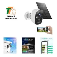 Solar Security Camera Wireless Outdoor, 1080P Cameras for Home Security Outsi...