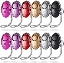 Konohan 12-Piece Personal Alarm Set, Emergency LED Light Keychain Alarms in 6 Co