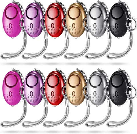 Konohan 12-Piece Personal Alarm Set, Emergency LED Light Keychain Alarms in 6 Co
