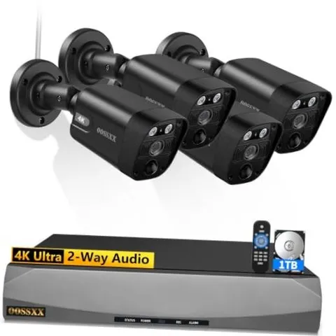 4K PoE IP Cameras Outdoor Home Security Camera System Wired Surveillance | PIR