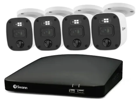 Swann Home 4-Camera 4-Channel HD Smart Security System with 64GB SD Card Storage