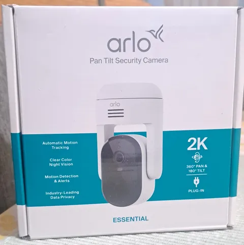 Arlo Essential Pan Tilt 2K Wi-Fi Plug-In Camera White Motion Tracking Siren
