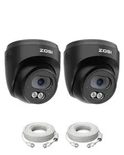 ZOSI 4MP 2.5K PoE Camera Outdoor, 2 Pack Wired Dome IP Camera for Home
