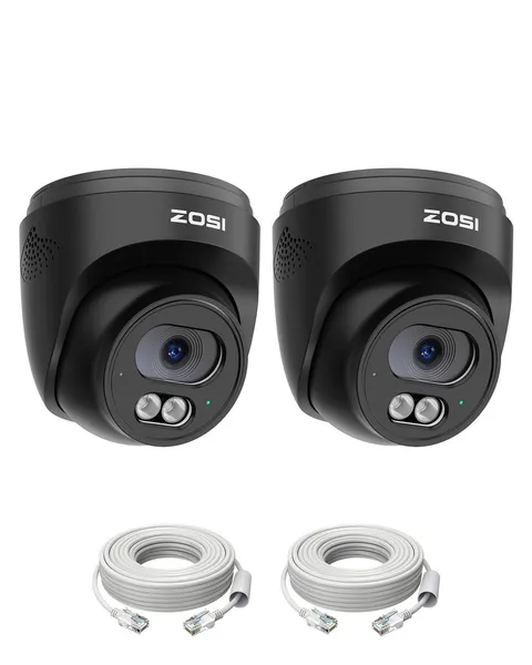 ZOSI 4MP 2.5K PoE Camera Outdoor, 2 Pack Wired Dome IP Camera for Home
