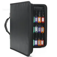 Zippered Key Case Organizer with Handle, Waterproof 54 keys, Black