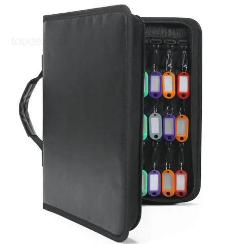 Zippered Key Case Organizer with Handle, Waterproof 54 keys, Black