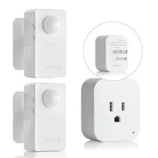 Wireless Motion Sensor Control Outlet with Light Sensor,No Wifi/No APP, 2 PIR Se