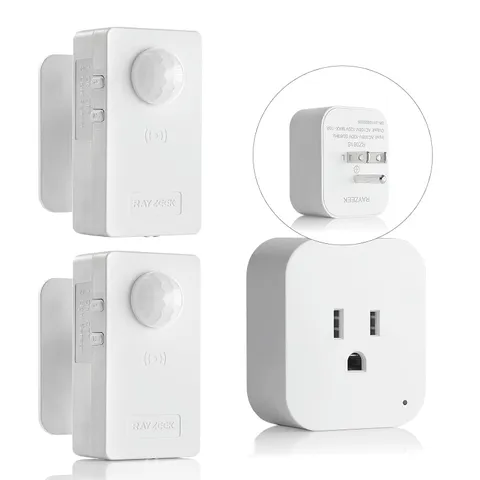 Wireless Motion Sensor Control Outlet with Light Sensor,No Wifi/No APP, 2 PIR Se