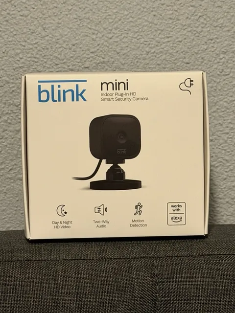 Blink Mini Indoor Plug-in HD Smart Security Camera Black -**Brand New**
