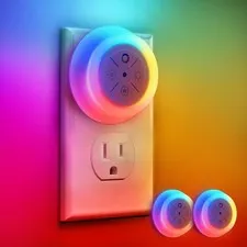 Dawnrise Night Lights Plug Into Wall, Dusk to Dawn Sensor, 2 Pack,12-Color Ch...