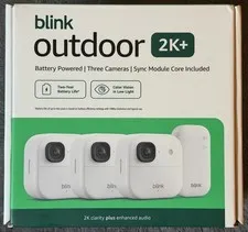 NEW BLINK OUTDOOR 2K+ WIRELESS SECURITY 3 CAMERA SYSTEM - WHITE -