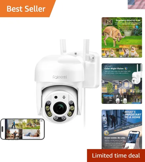 2K WiFi Security Camera with Color Night Vision & AI Motion Detection