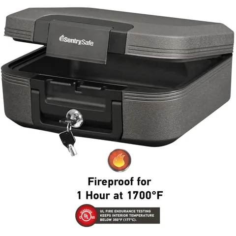 Key Lock Fireproof Safe, 6.6 x 15.4 x 14.3 Inches