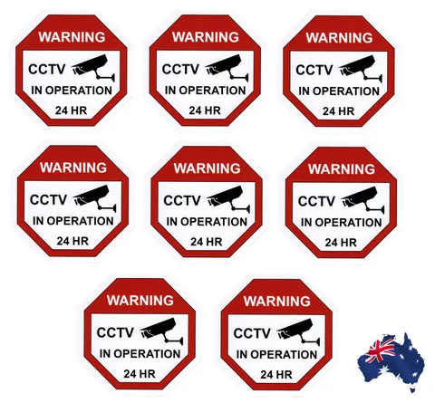 CCTV Camera Warning Stickers, Surveillance Vinyl Decal, Video Security Sign X8