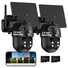 24/7 Continuous Recording Wireless Outdoor Security Camera, 2.4G WiFi, 2K Sol...