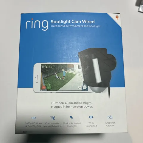 Ring Spotlight Cam Wired Plug-in HD Security Camera w/ Built-in Spotlights Black