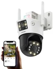 C298 Max 4K 8MP Dual-Lens(2x4MP) Wired WiFi PTZ Plug-in Security Camera Outdo...