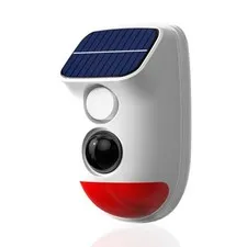 Solar Motion Sensor Alarm - 120dB IP65 Waterproof Security Siren with White 