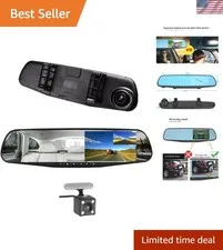 Rear View Mirror Dash Cam with Night Vision & Collision Detection Capabilities