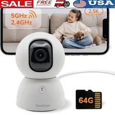 2.5K Indoor Security Camera 360° Pan-Tilt Two-Way Audio AI Motion Detection New