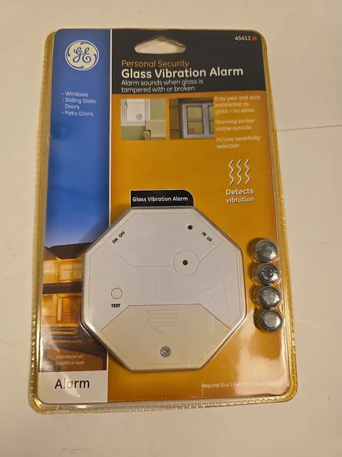 GE PERSONAL SECURITY GLASS VIBRATION ALARM MODEL 45413 NEW WITH BATTERIES