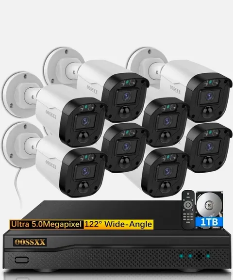 8 Channel HD 5MP Wired Security Camera System Outdoor Home Video w/ 1Tb NVR