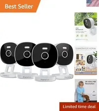 Waterproof Home Security Camera - 2K Resolution & Night Vision, 4 Pack