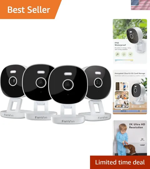 Waterproof Home Security Camera - 2K Resolution & Night Vision, 4 Pack