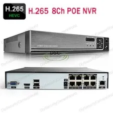8 Channel NVR with 8 Port PoE, H.265 / H.264 Support IP Up to 8MP, XMEYE APP
