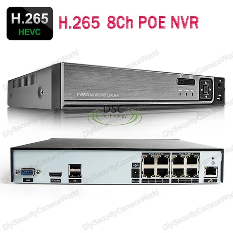8 Channel NVR with 8 Port PoE, H.265 / H.264 Support IP Up to 8MP, XMEYE APP