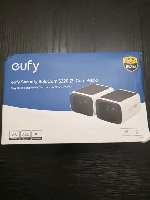 eufy Security SoloCam S220 2-Cam Pack,Solar Camera Pack, white New In Box!