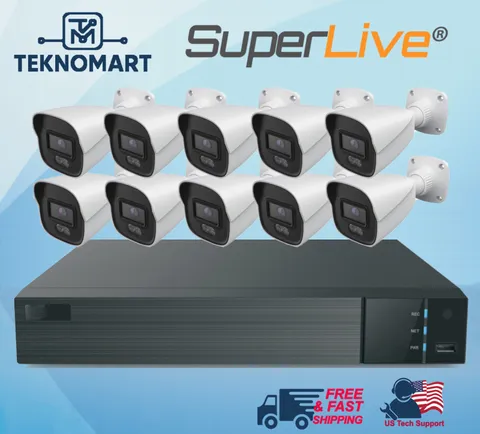 SuperLive Plus 16CH Camera System 16CH 4K NVR with 4TB HDD & 10x 4MP Bullet Cams
