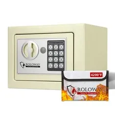 0.23cu ft Home Digital Safe with Free Fireproof Bag for Valuables White